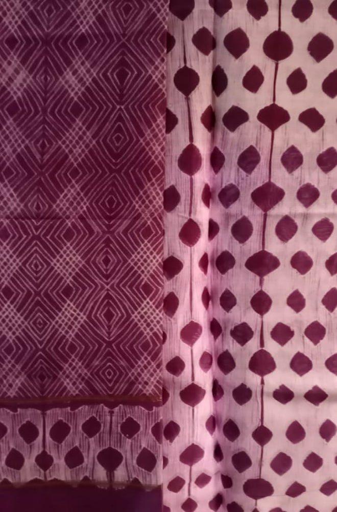 Purple Shibori Cotton Silk Two Piece Unstitched Suit Set - Luxurion World