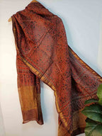 Red Ajrakh Block Printed Chanderi Silk Tissue Border Dupatta - Luxurion World