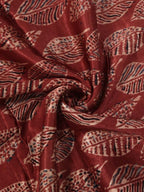 Red Ajrakh Block Printed Mashru Silk Fabric ( 1 Mtr ) - Luxurion World