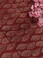 Red Ajrakh Block Printed Mashru Silk Fabric ( 1 Mtr ) - Luxurion World