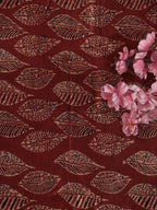 Red Ajrakh Block Printed Mashru Silk Fabric ( 1 Mtr ) - Luxurion World