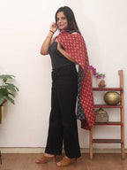 Red And Black Block Printed Pure Cotton Reversible Long Jacket - Luxurion World