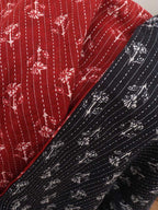 Red And Black Block Printed Pure Cotton Reversible Long Jacket - Luxurion World