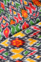 Red And Black Double Ikat Pure Cotton Reversible Long Jacket - Luxurion World