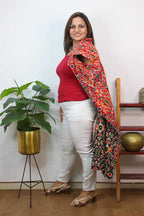 Red And Black Double Ikat Pure Cotton Reversible Long Jacket - Luxurion World