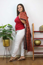 Red And Black Double Ikat Pure Cotton Reversible Long Jacket - Luxurion World