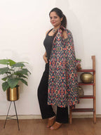 Red And Blue Double Ikat Pure Cotton Reversible Jacket - Luxurion World
