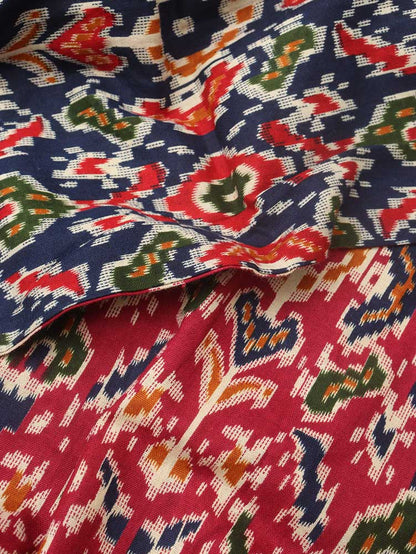 Red And Blue Double Ikat Pure Cotton Reversible Jacket