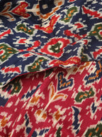 Red And Blue Double Ikat Pure Cotton Reversible Jacket - Luxurion World