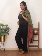 Red And Green Double Ikat Pure Cotton Reversible Jacket - Luxurion World