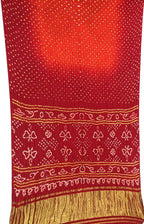 Red And Orange Bandhani Pure Gajji Silk Saree - Luxurion World