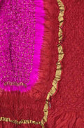 Red And Pink Bandhani Pure Silk Three Piece Unstitched Suit Set - Luxurion World