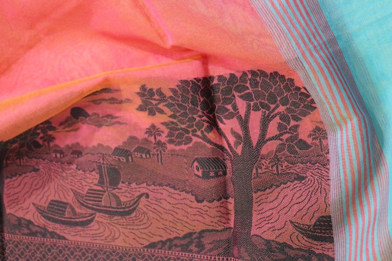 Red Banarasi Chanderi Silk Ghat Design Dupatta - Luxurion World