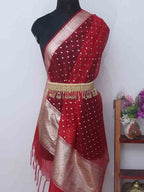 Red Banarasi Organza Dupatta - Luxurion World