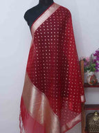 Red Banarasi Organza Dupatta - Luxurion World