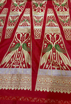 Red Banarasi Pure Katan Silk Unstitched Lehenga Set - Luxurion World