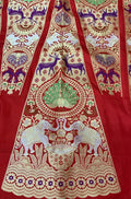 Red Banarasi Pure Katan Silk Unstitched Lehenga Set - Luxurion World