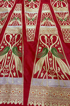 Red Banarasi Pure Katan Silk Unstitched Lehenga Set - Luxurion World
