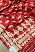 Red Banarasi Silk Dupatta - Luxurion World