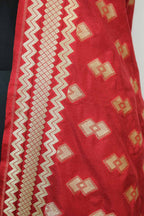 Red Banarasi Silk Dupatta - Luxurion World