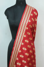 Red Banarasi Silk Dupatta - Luxurion World