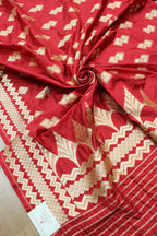 Red Banarasi Silk Dupatta - Luxurion World