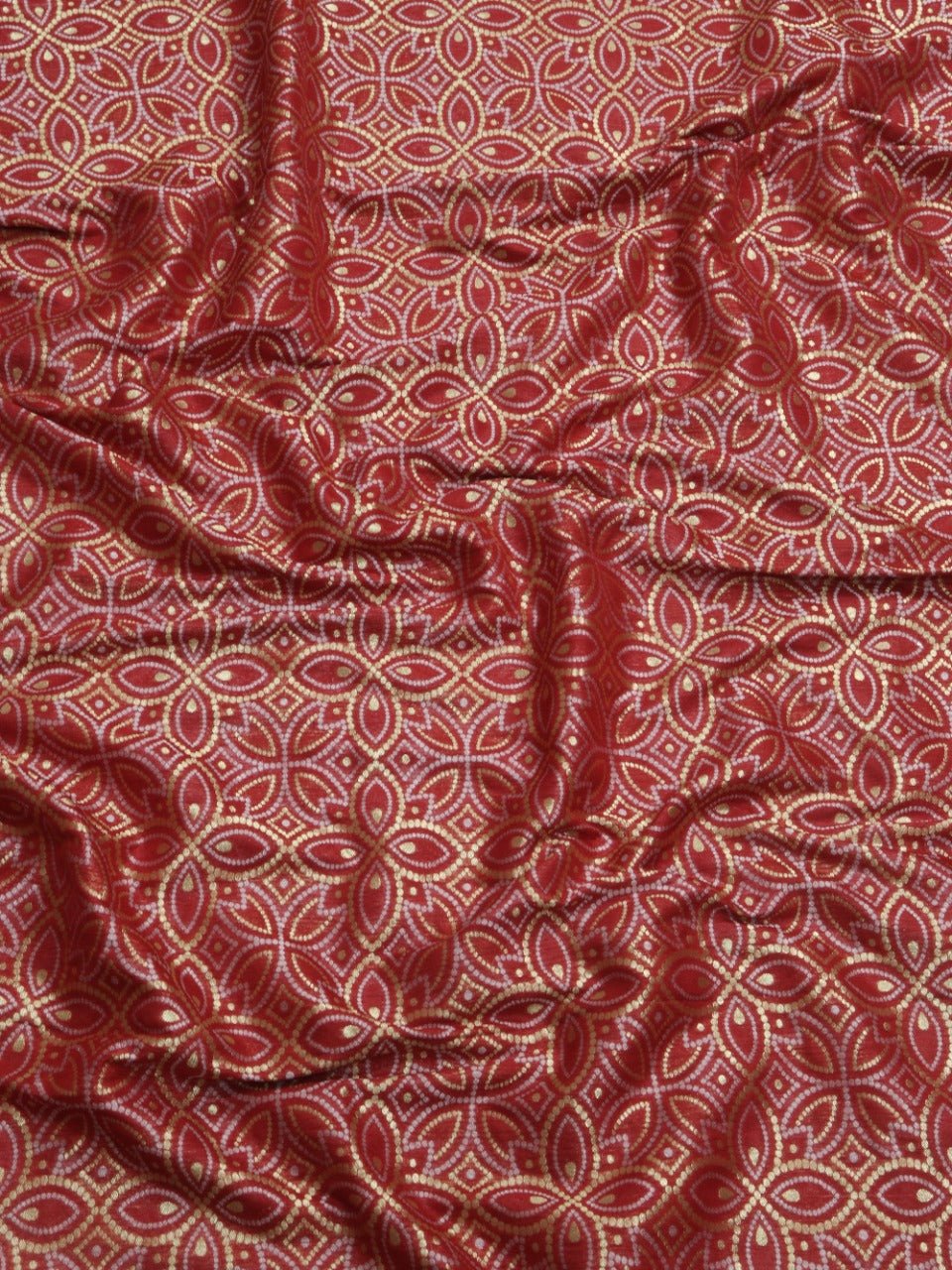 Red Banarasi Silk Fabric (1 Mtr) - Luxurion World
