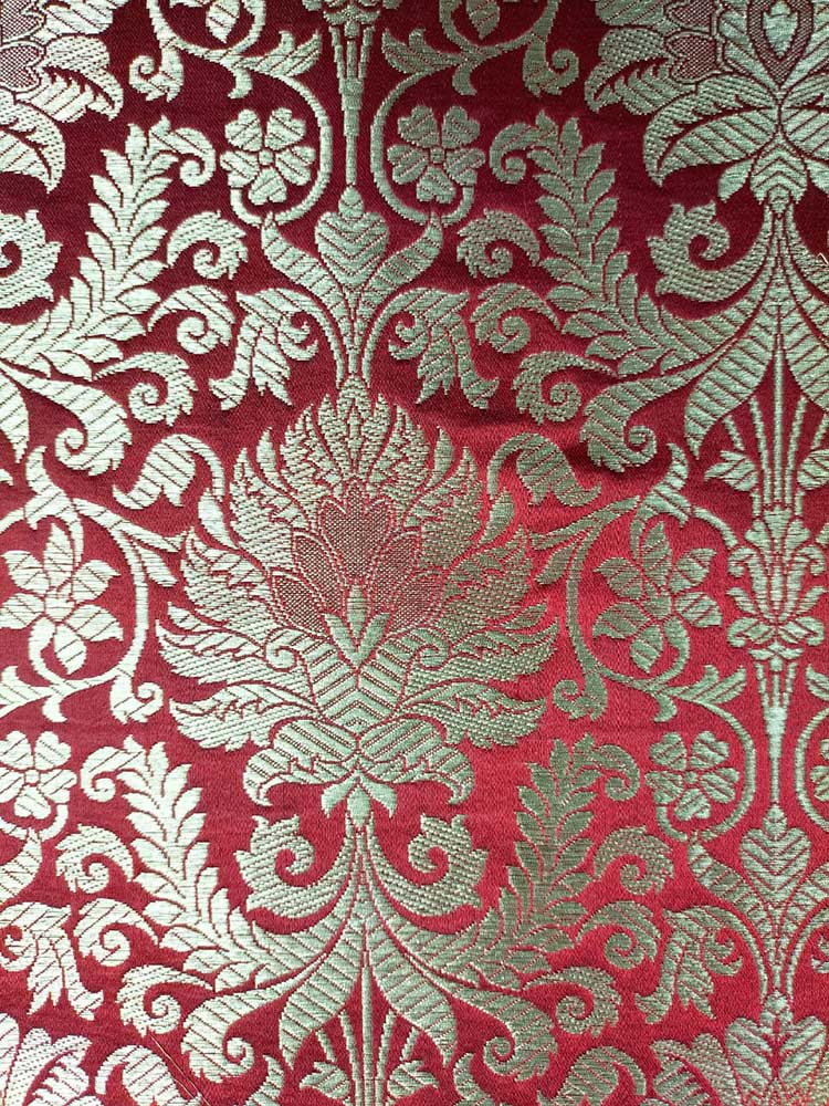 Red Banarasi Silk Fabric ( 1 Mtr ) - Luxurion World
