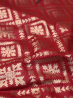 Red Banarasi Silk Fabric ( 1 Mtr ) - Luxurion World