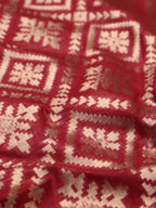 Red Banarasi Silk Fabric ( 1 Mtr ) - Luxurion World