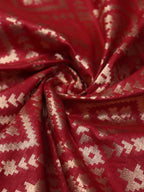 Red Banarasi Silk Fabric ( 1 Mtr ) - Luxurion World