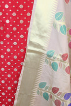 Red Banarasi Silk Suit With Cream Banarasi Silk Dupatta - Luxurion World