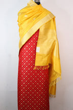 Red Banarasi Silk Suit With Yellow Handloom Banarasi Pure Katan Silk Dupatta - Luxurion World