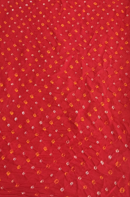 Red Bandhani Cotton Silk Fabric (  1 Mtr )