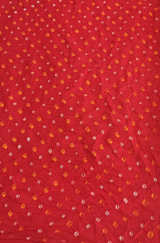 Red Bandhani Cotton Silk Fabric (  1 Mtr ) - Luxurion World