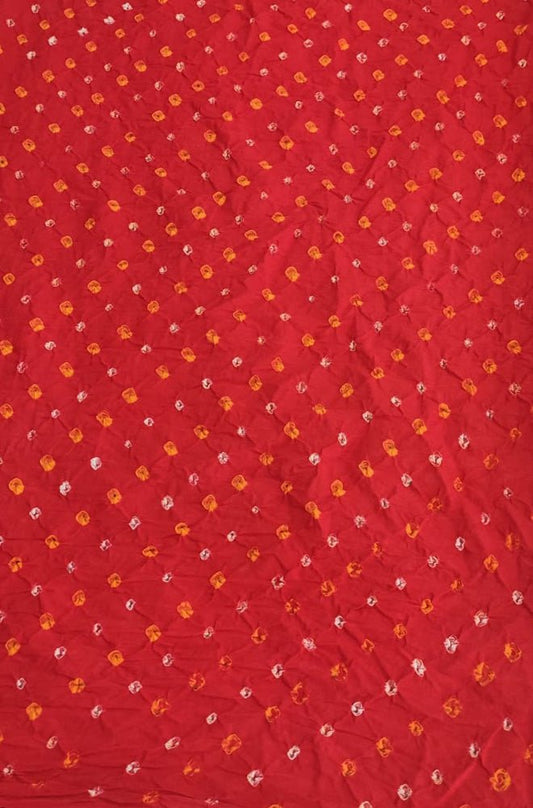 Red Bandhani Cotton Silk Fabric (  1 Mtr ) - Luxurion World