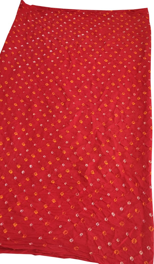 Red Bandhani Cotton Silk Fabric (  1 Mtr ) - Luxurion World