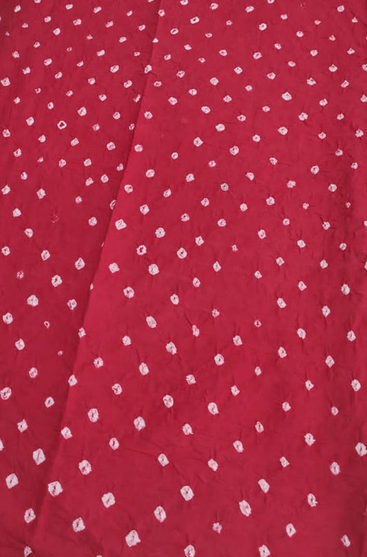 Red Bandhani Cotton Silk Fabric (  1 Mtr ) - Luxurion World