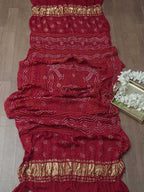 Red Bandhani Gajji Silk Dupatta - Luxurion World