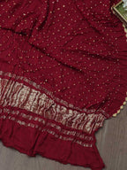 Red Bandhani Modal Silk Dupatta - Luxurion World