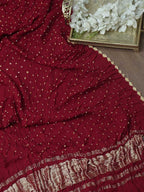 Red Bandhani Modal Silk Dupatta - Luxurion World