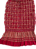 Red Bandhani Pure Gajji Silk Checks Design Dupatta - Luxurion World
