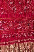 Red Bandhani Pure Gajji Silk Rai Bhandhej Dupatta - Luxurion World