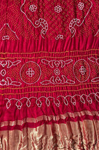 Red Bandhani Pure Gajji Silk Rai Bhandhej Dupatta - Luxurion World