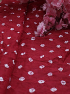 Red Bandhej Cotton Silk Top Fabric ( 0.80 Mtr ) - Luxurion World