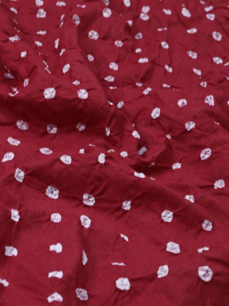 Red Bandhej Cotton Silk Top Fabric ( 0.80 Mtr ) - Luxurion World