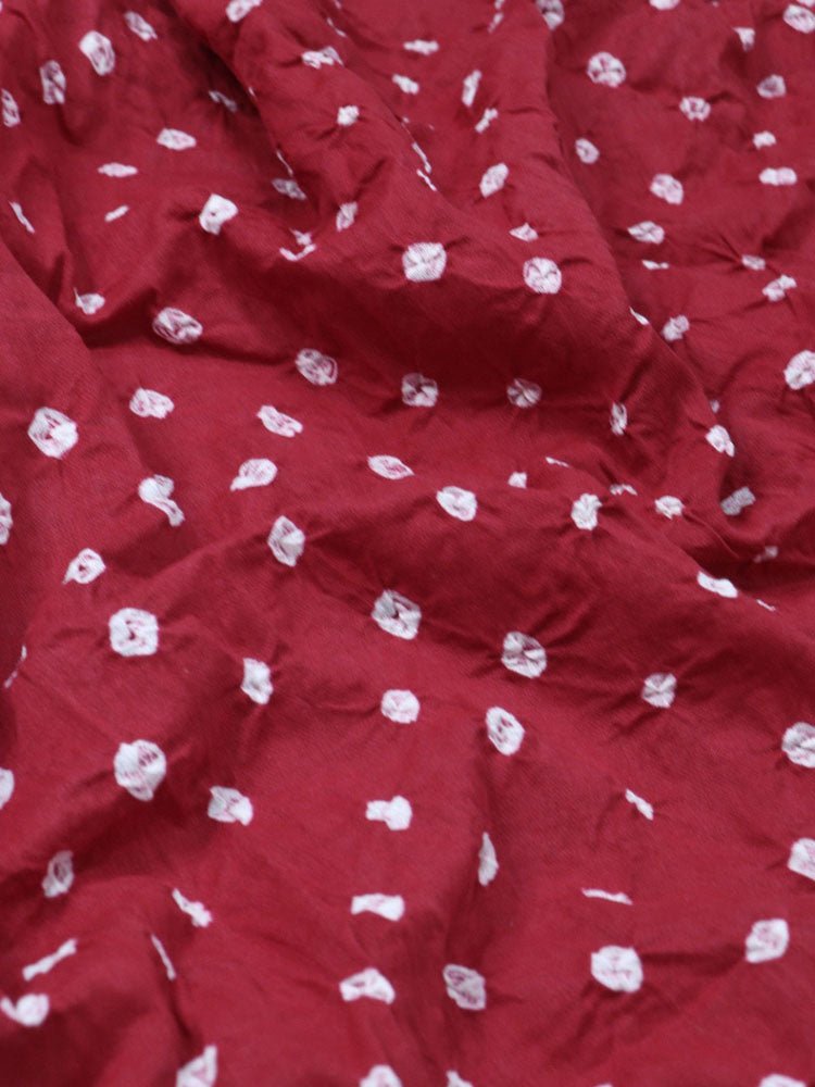 Red Bandhej Cotton Silk Top Fabric ( 0.80 Mtr ) - Luxurion World