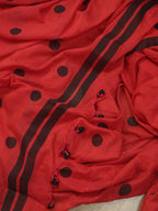 Red Bengal Cotton Polka Dots Saree - Luxurion World