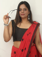 Red Bengal Cotton Polka Dots Saree - Luxurion World