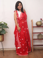 Red Bengal Cotton Polka Dots Saree - Luxurion World